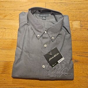 New Eddie Bauer Men's Button Down Long Sleeve Grey Size XLT